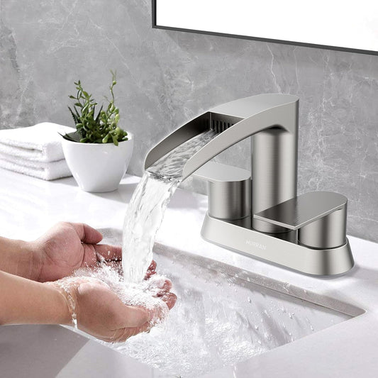 4 Inch Bathroom Faucets with Pop-up Drain, Stainless Steel 2-Handle