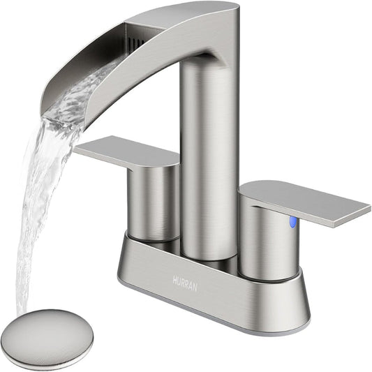 4 Inch Bathroom Faucets with Pop-up Drain, Stainless Steel 2-Handle